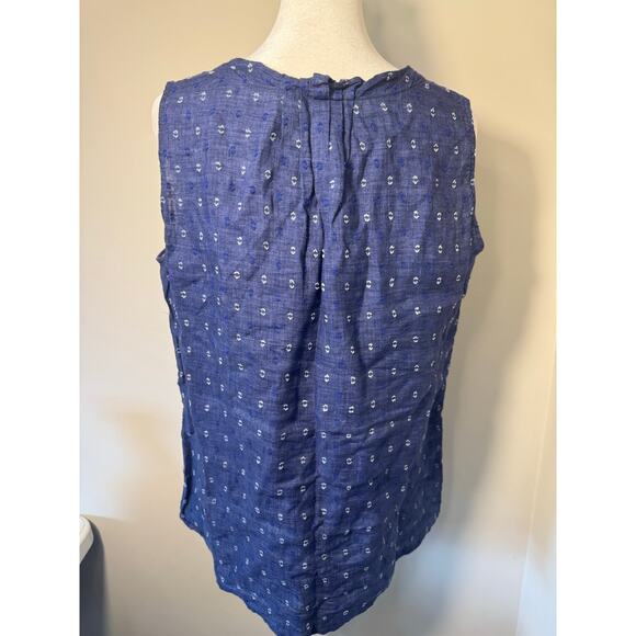 J. McLaughlin Dot Denim Blue Sleeveless Top with Tassels M - Picture 3 of 4